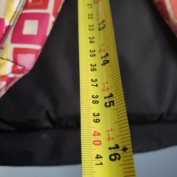 LL BEAN abstract design Backpack pink red yellow white black reflective strip + - Picture 9 of 11